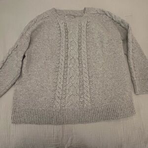 LOFT Light Gray Cable Knit Sweater. Minimal pilling. Freshly dry cleaned